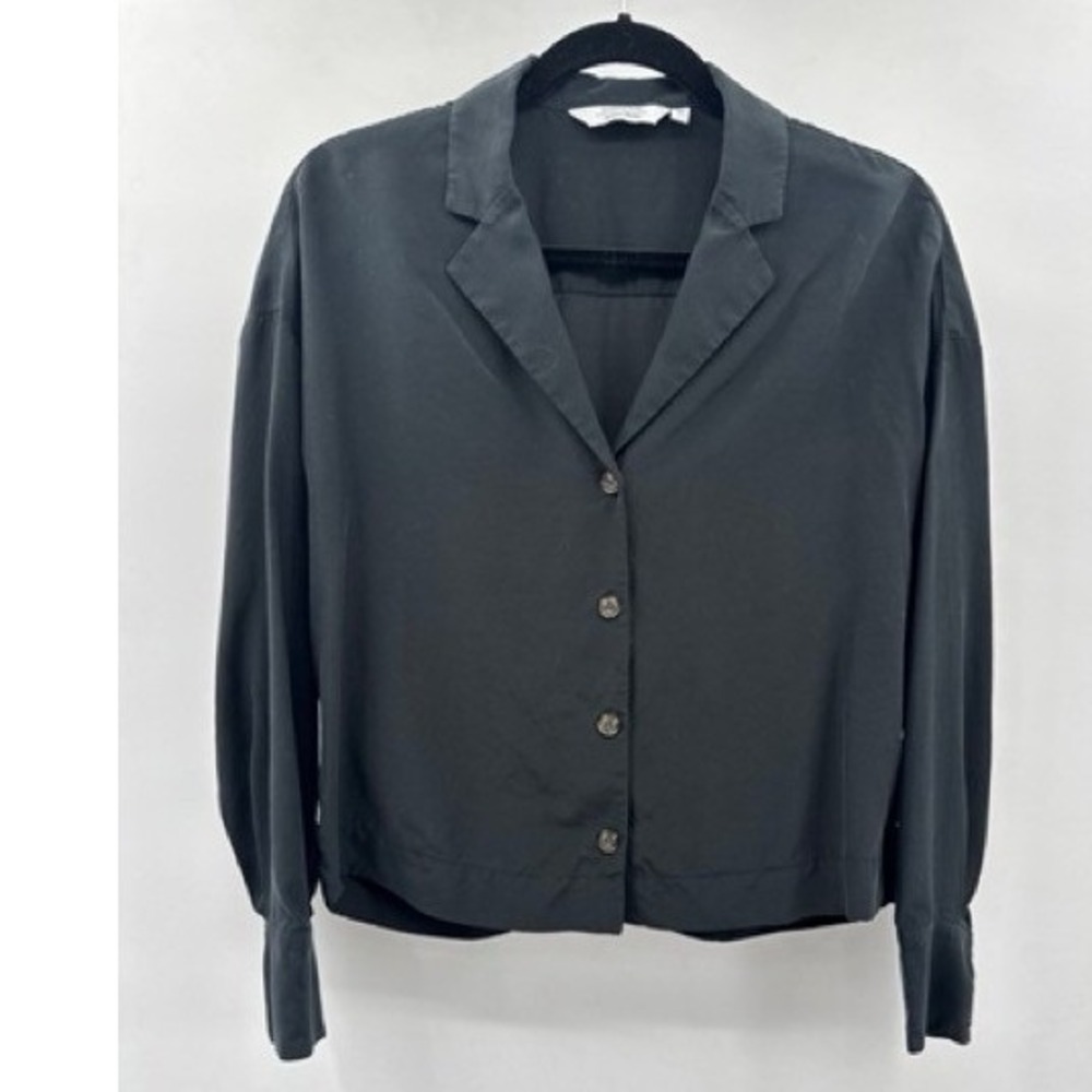 & Other Stories Stockholm Atelier Black Button Up Blouse Top SMALL Minimalist